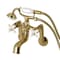 Kingston Brass Tub Wall Mount Clawfoot Tub Faucet with Hand Shower, Brushed Brass KS269PXSB - alternate 1